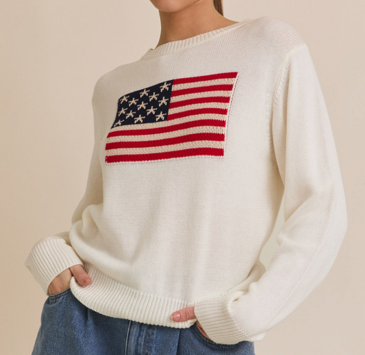 White American Flag Sweater