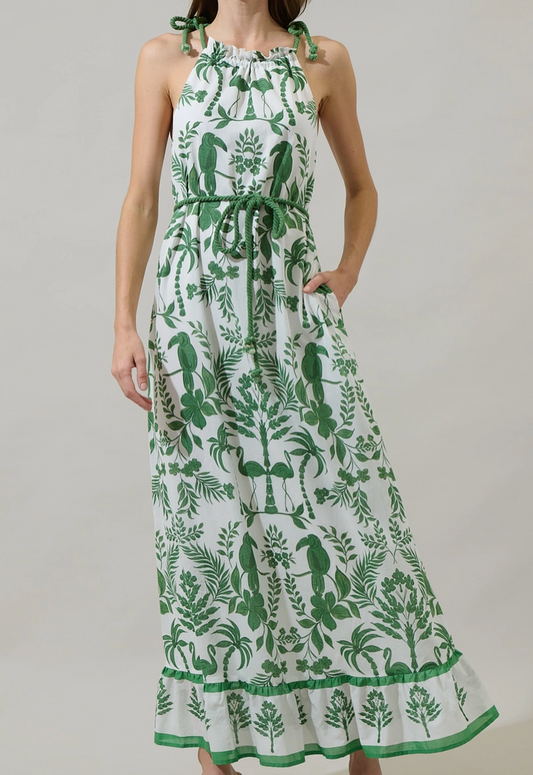 Kimana Floral Kay Halter Neck Maxi Dress
