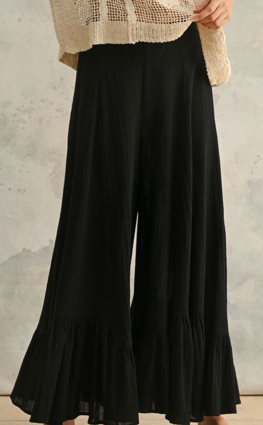 Wide Leg Ruffled Bottom Pants