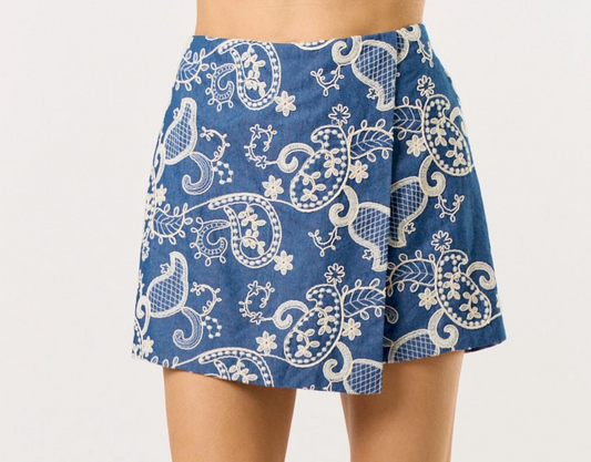 Blue Wrap Skort