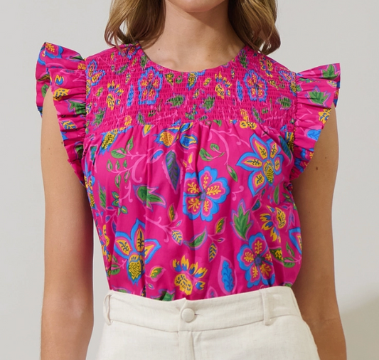 Tisha Floral Ruffle Top