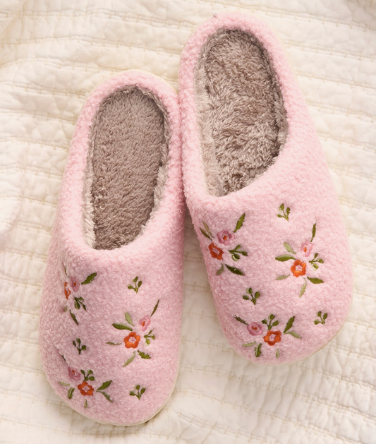 Pink Floral Slippers