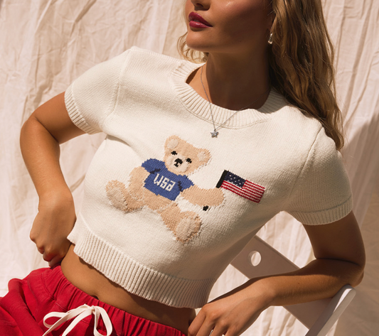 USA Teddy Bear Crew Neck