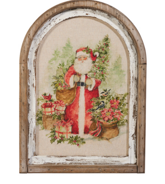 Watercolor Holiday Santa Framed Wall Art