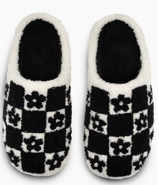 Flower Check Slippers