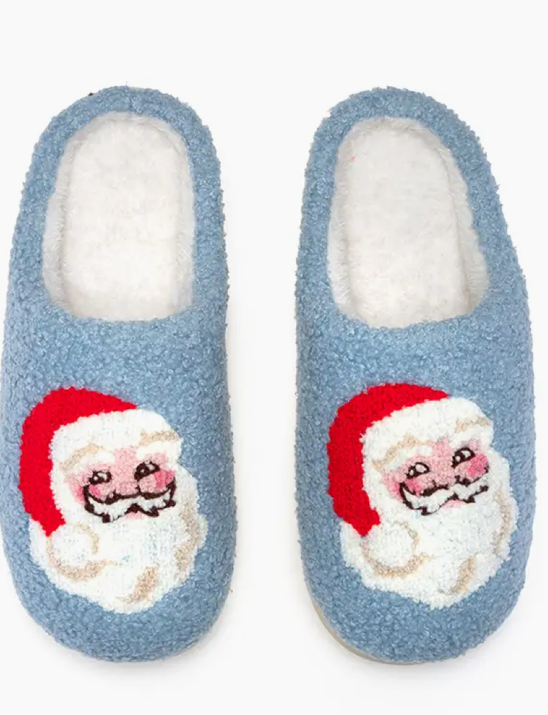 Blue Santa Slippers