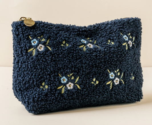Navy Flower Pouch