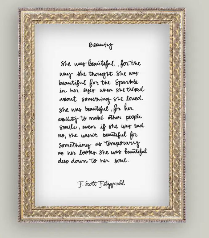 Beauty Script Framed Antique Print