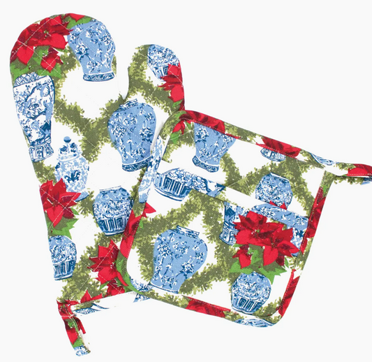 Poinsettia Oven Mitt Set