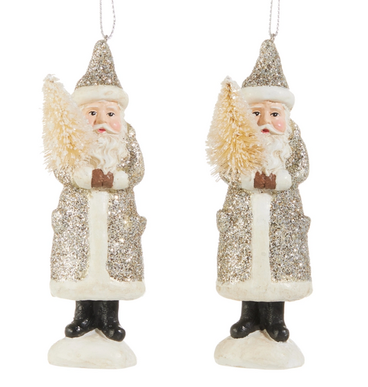 Silver and Gold Santa Ornaments