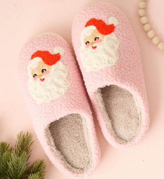 Fuzzy Santa Slippers