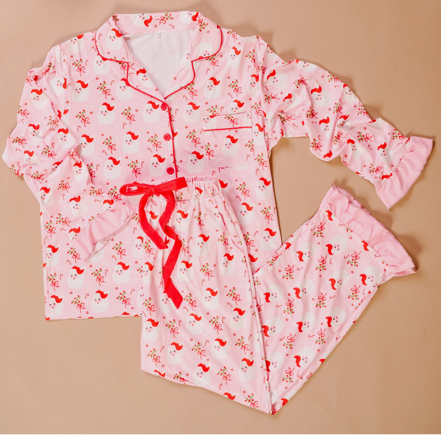 Pink and White Santa Pajamas