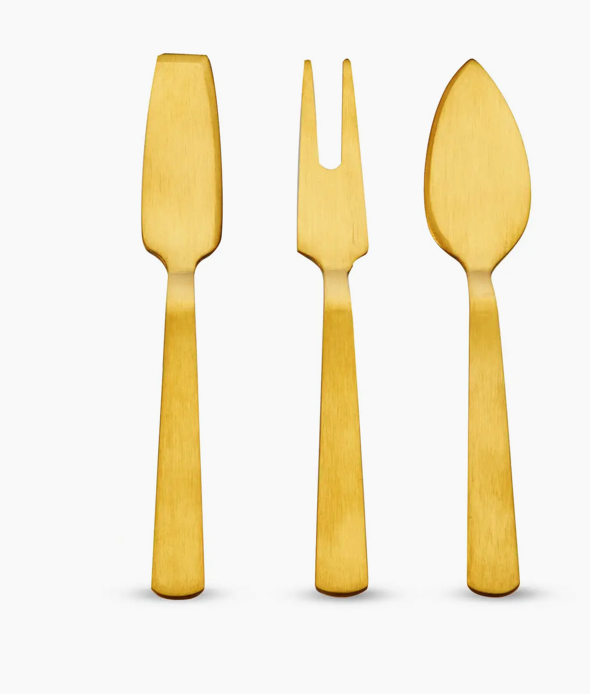 Gold Plated Stainless Steel Cheese Knives Set