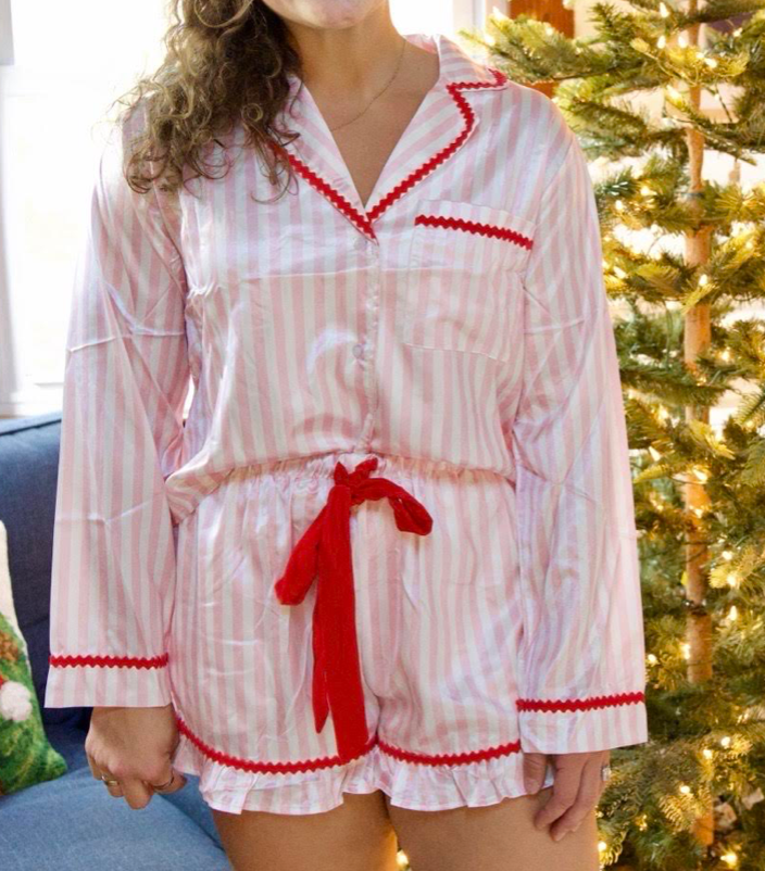 Pink and White Stripe Pajamas