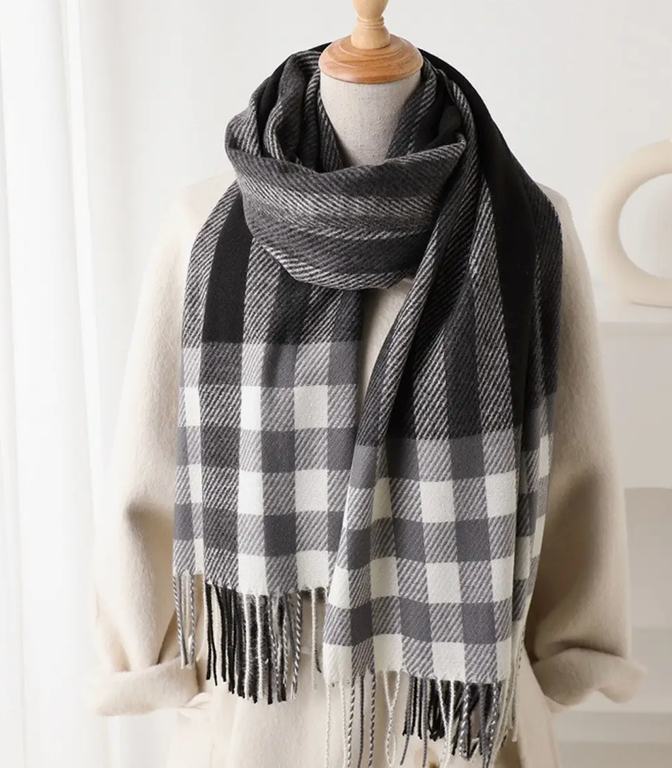 Plaid Fringe Scarf