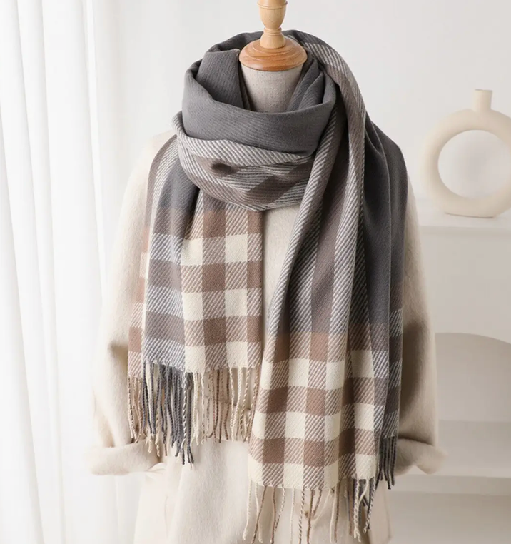 Plaid Fringe Scarf