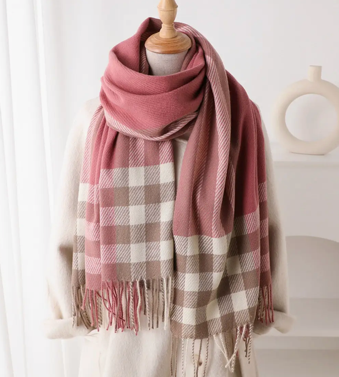 Plaid Fringe Scarf