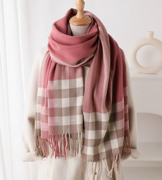 Plaid Fringe Scarf
