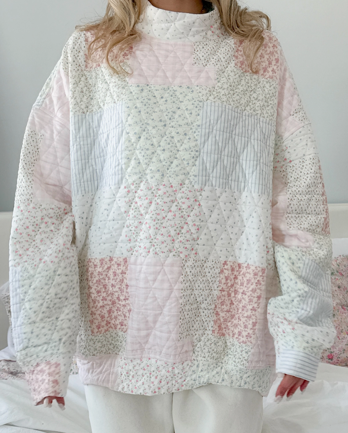 Quilted Pastel Mockneck