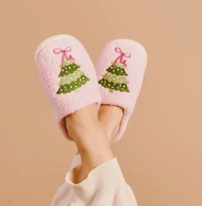 Fuzzy Twinkling Tree Slippers