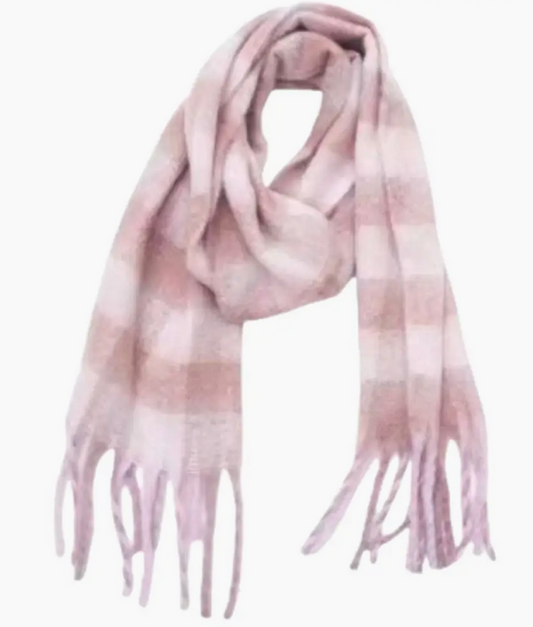 Blush Finge Knit Scarf