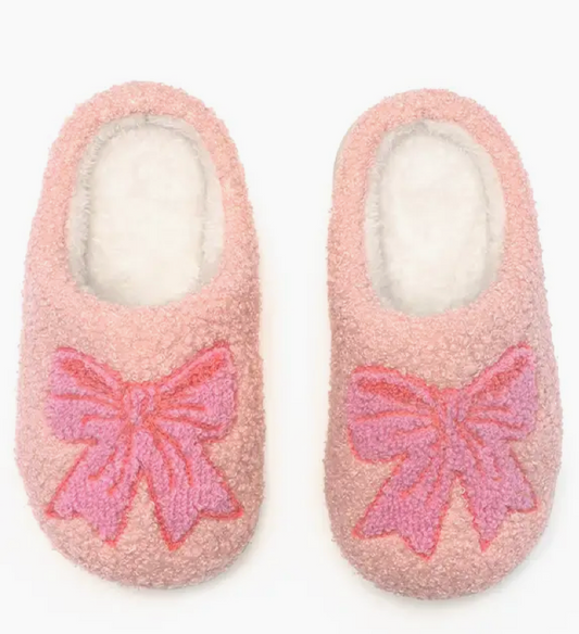 Pink Bow Kid's Slippers