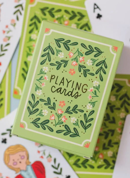 Green Floral Deck of Playing Cards