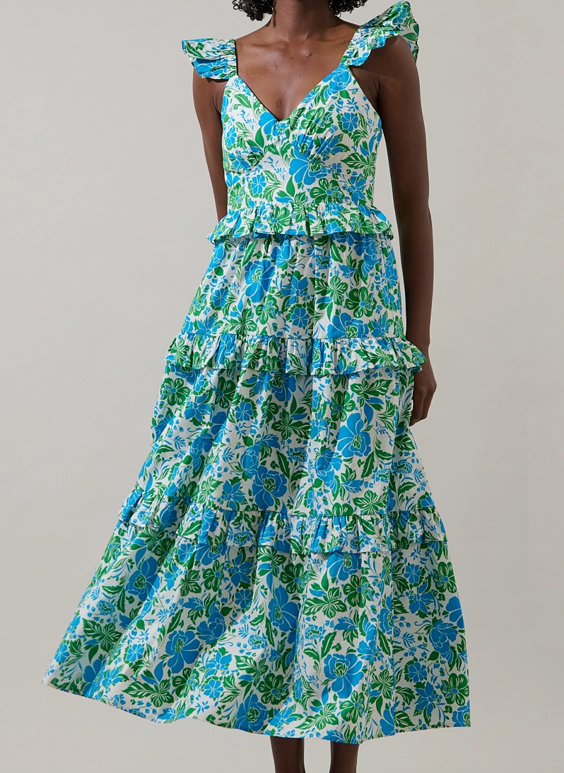 Bivore Floral Tiered Maxi Dress