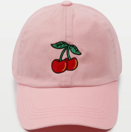 Cherry Embroidered Baseball Hat