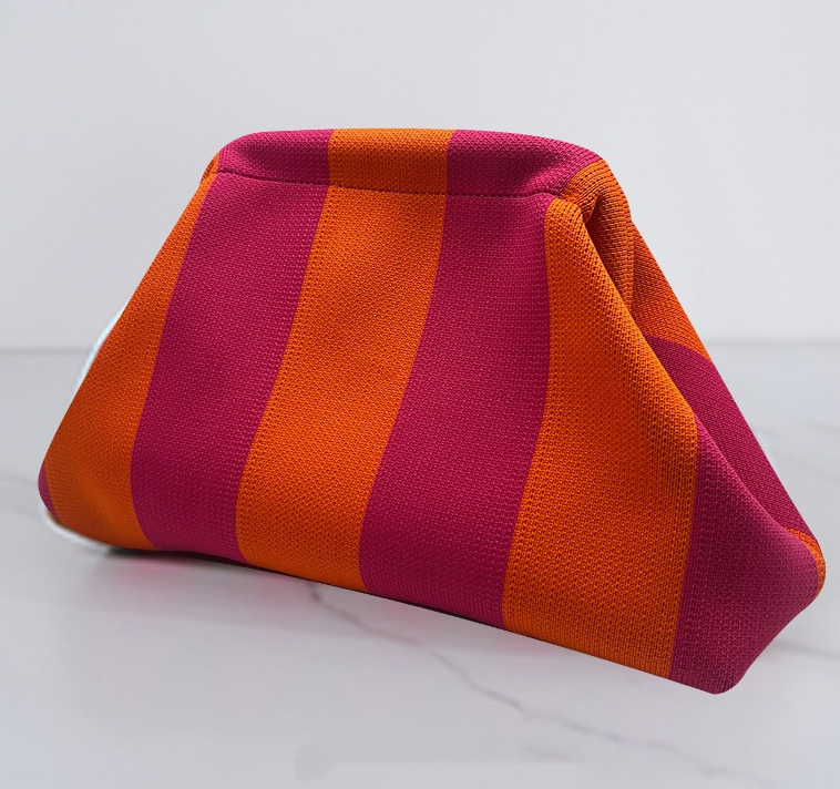 Compact Chic Stripe Makeup Bag