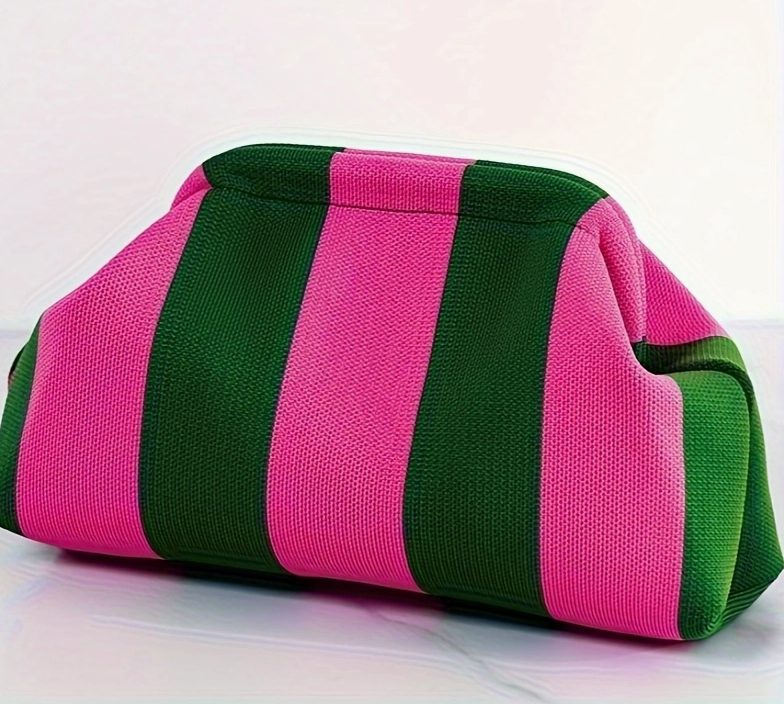 Compact Chic Stripe Makeup Bag