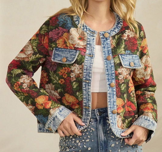 Floral Denim Statement Jacket