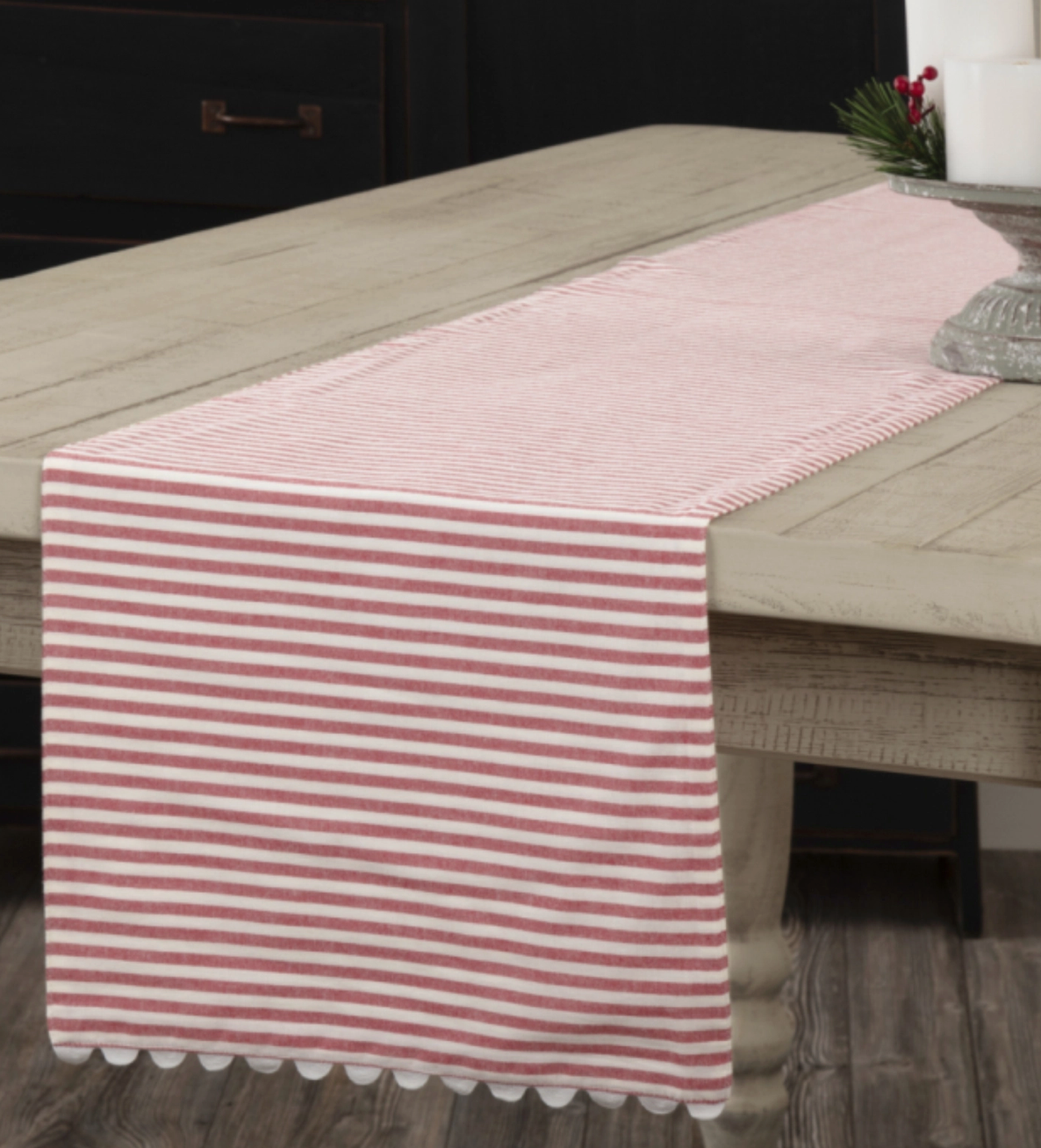 Farmhouse Ticking Red Runner