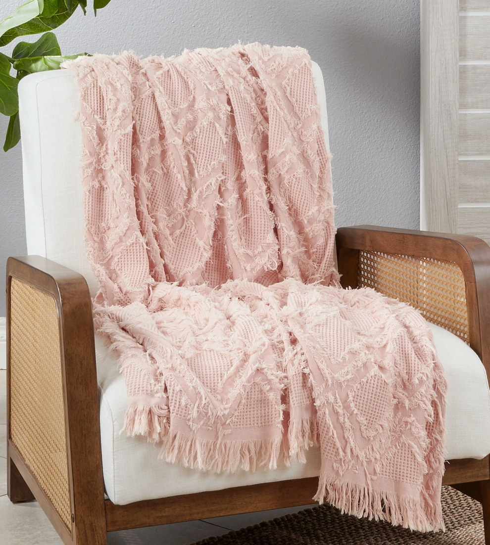 Pink Waffle Weave Throw