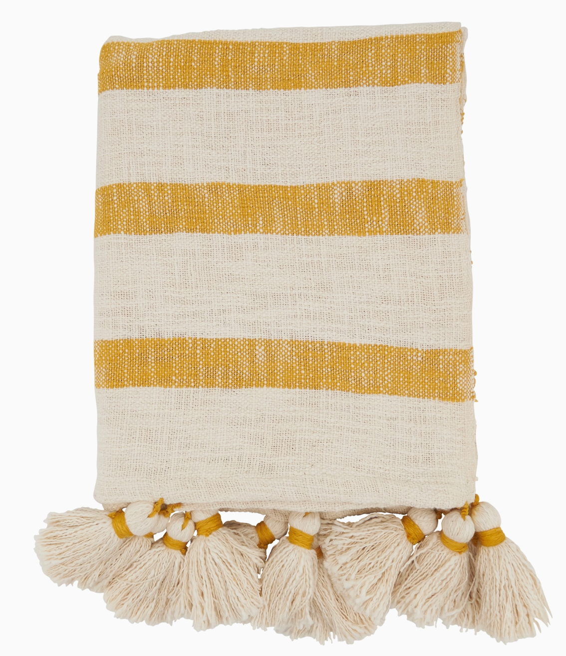 Yellow Stripe Tassel Throw