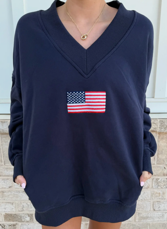 Navy Blue American Flag Sweatshirt