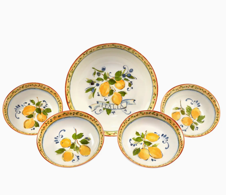 5 Piece Stoneware Pasta Set