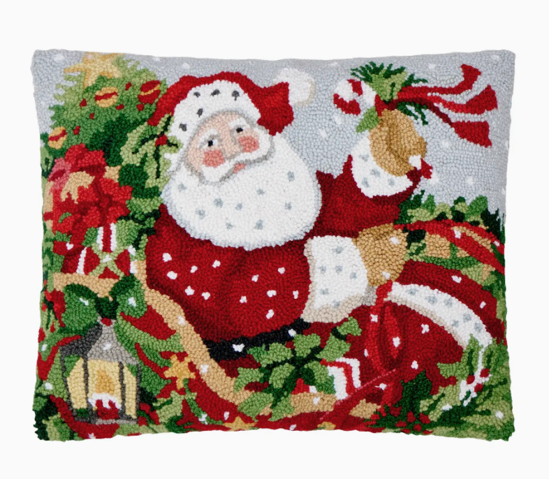 Santa in Sleigh Hook Pillow