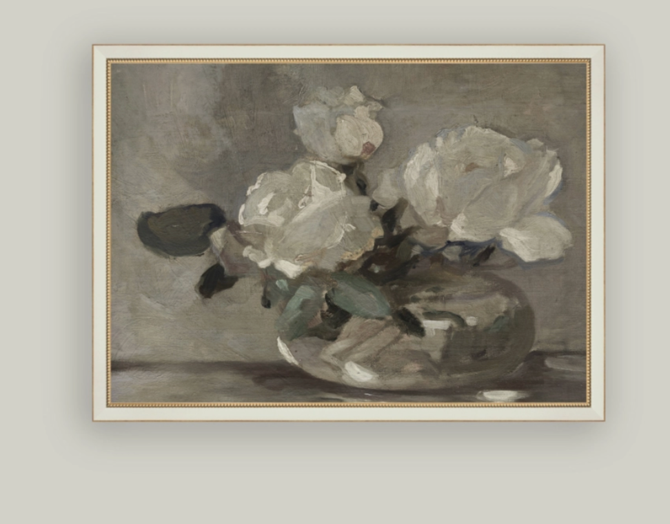 White Rose Vase Framed Print