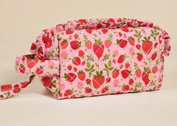 Essentials Quilted Strawberry Cosmetic Bag