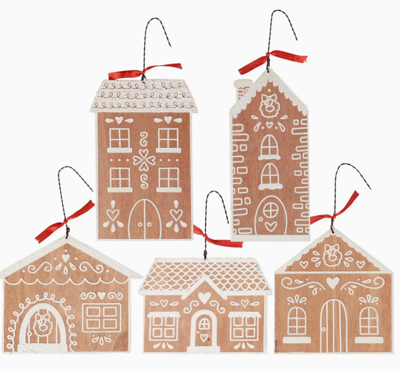 Natural Wood Gingerbread House Ornament