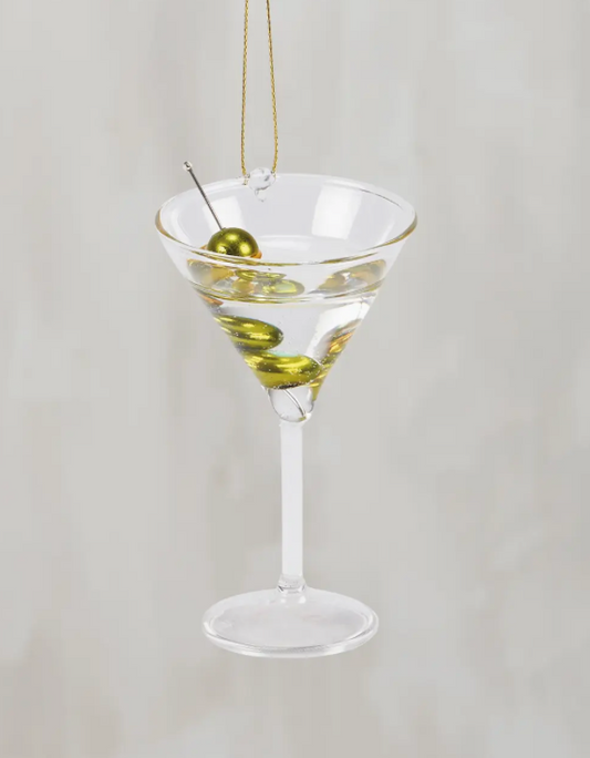 Glass Olive Martini Ornament
