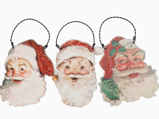 Retro Santa Face Cut Out Ornament