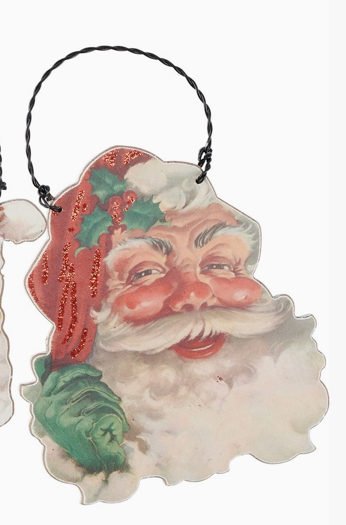 Retro Santa Face Cut Out Ornament