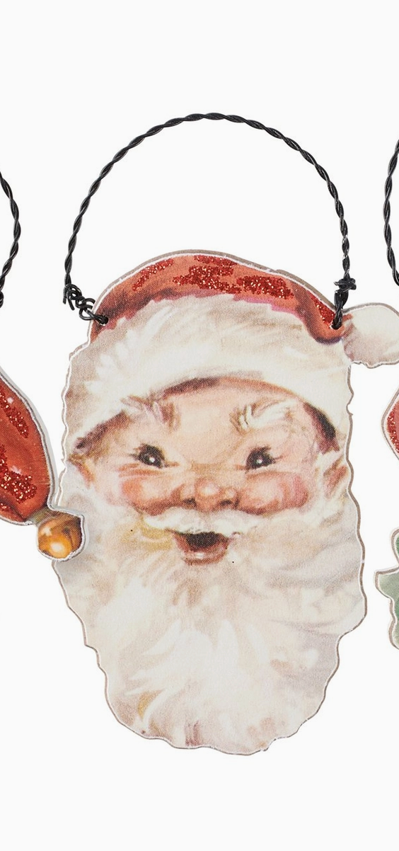 Retro Santa Face Cut Out Ornament