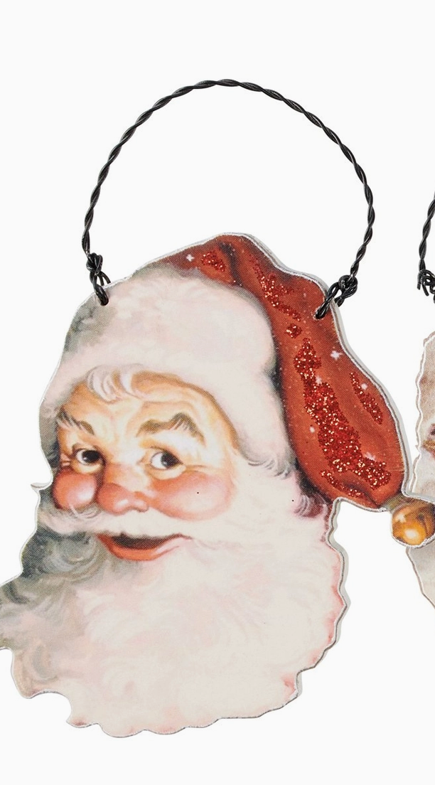 Retro Santa Face Cut Out Ornament