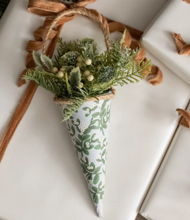 Pine & Holly Cone Ornament