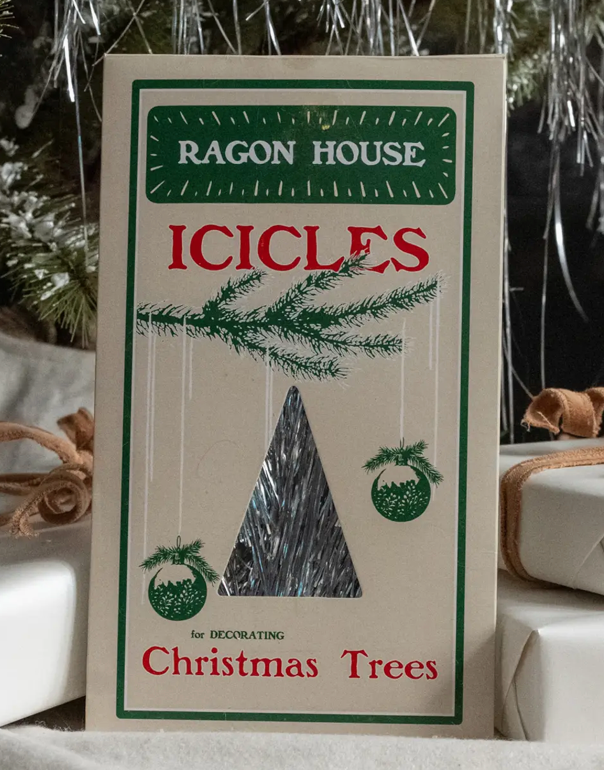 Vintage Tinsel Icicles Silver
