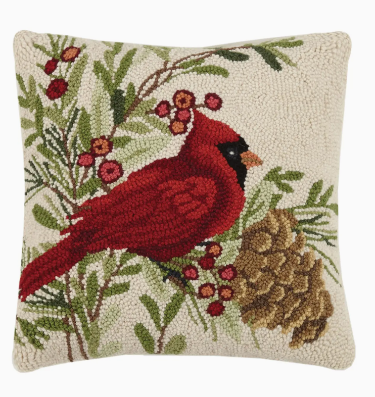 Winter Cardinal Hook Pillow