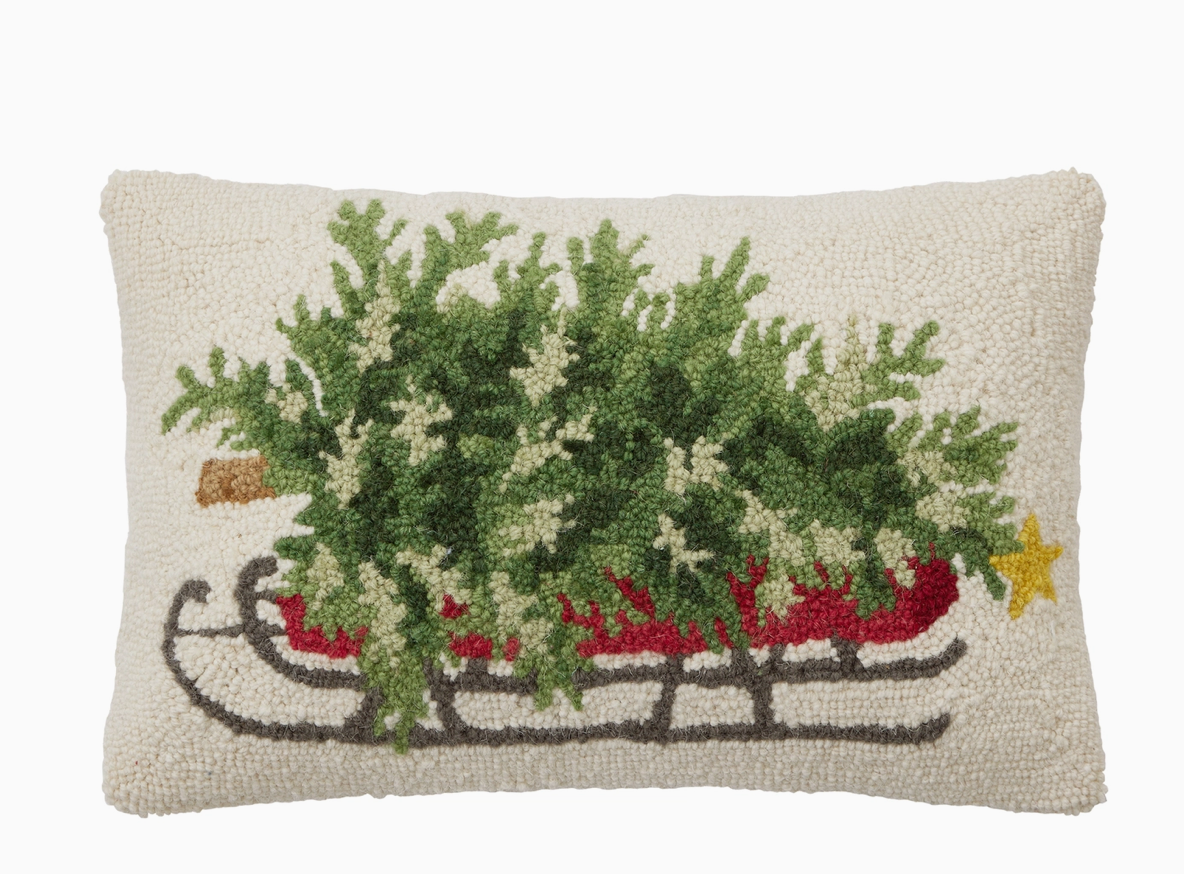 Christmas Tree on Sled Hook Pillow
